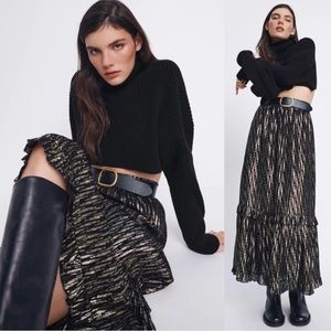 ZARA 🖤Metallic maxi skirt